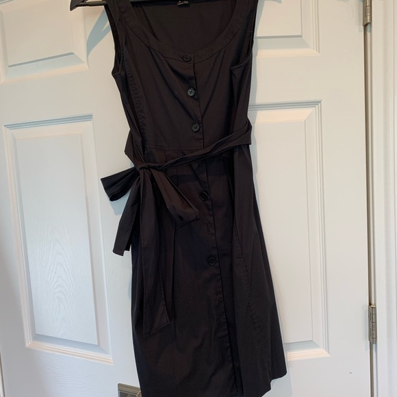 High-Low Button Up Long Sleeve Knee Length Dress